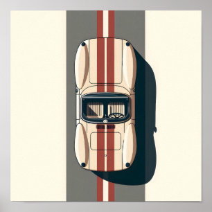 Minimalist Retro Racing Car Stripe Poster