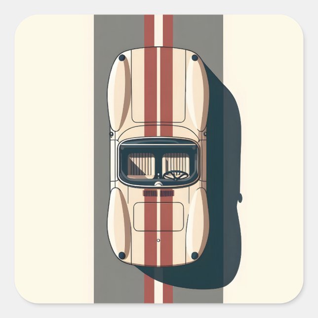 Minimalist Retro Racing Car Stripe Square Sticker (Front)