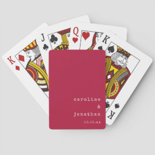 Minimalist Retro Red Typewriter Custom Wedding Playing Cards