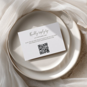 Minimalist Retro Sage Green Arch QR Code RSVP Card