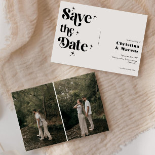 Minimalist Retro Script 2 Photo Grid Wedding Save The Date