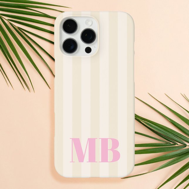 Minimalist Retro Striped Monogram Case-Mate iPhone Case (Creator Uploaded)