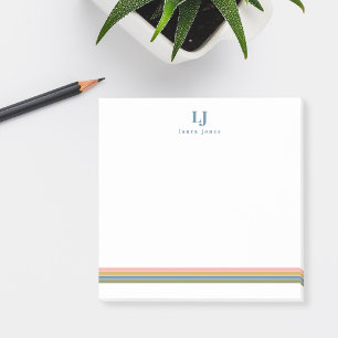 Minimalist Retro Stripes Monogram Post-it Notes