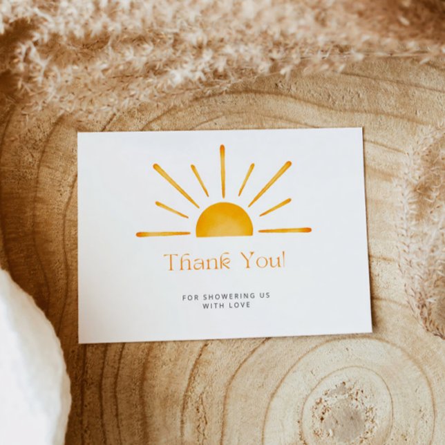 Minimalist Retro Sun Baby Shower Thank You Card (Creator Uploaded)