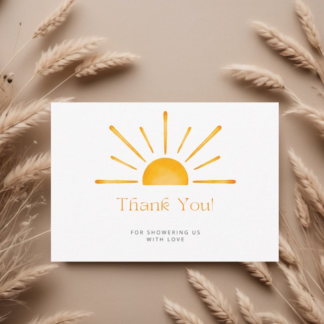 Minimalist Retro Sun Baby Shower Thank You Card (Creator Uploaded)