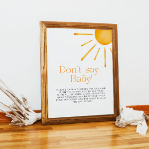 Minimalist Retro Sun Don't Say Baby Poster