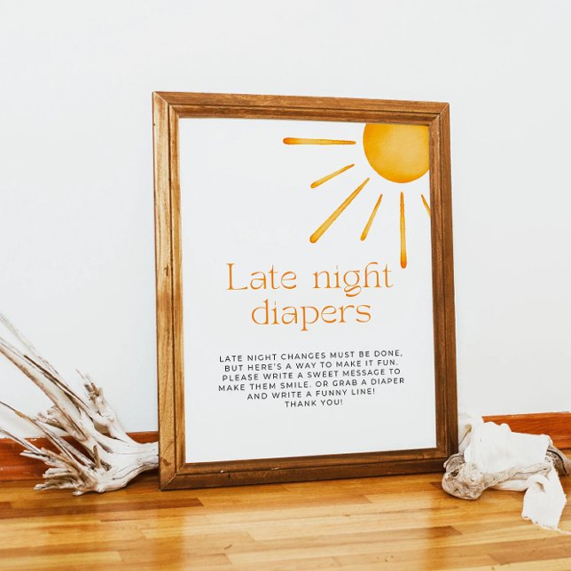 Minimalist Retro Sun Late Night Diapers Game  Poster (Creator Uploaded)