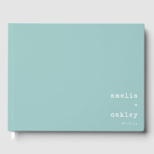 Minimalist Retro Typewriter Aqua Custom Wedding Guest Book