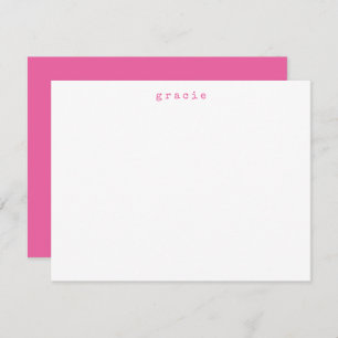 Minimalist Retro Typewriter Custom Hot Pink Name Card