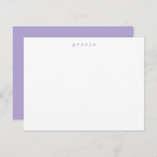 Minimalist Retro Typewriter Custom Name Lavender Card