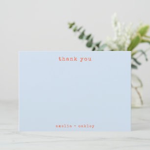 Minimalist Retro Typewriter Light Blue Wedding Thank You Card