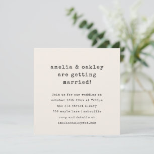 Minimalist Retro Typewriter Retro Ivory Wedding Invitation