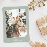 Minimalist Retro Typewriter Vertical Photo Sage Holiday Card<br><div class="desc">Simple Minimalist Retro Typewriter Two Vertical Photo Holiday Card in Sage Green</div>