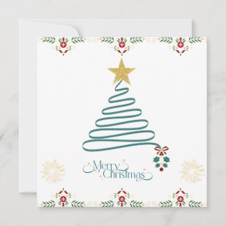 Minimalist Ribbon Tree Christmas Card 