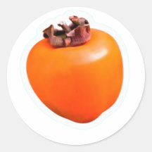 Minimalist Ripe Persimmon Fruit Sticker, Clean Ora
