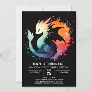 Minimalist Roaring Dragon Birthday Invitation