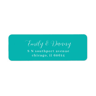Minimalist Robin Egg Blue Elegant Wedding Address