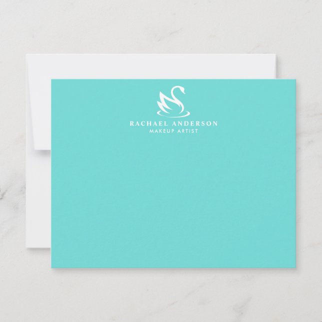 Minimalist Robins Egg Blue White Swan Logo Card (Front)