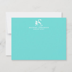 Minimalist Robins Egg Blue White Swan Logo Card