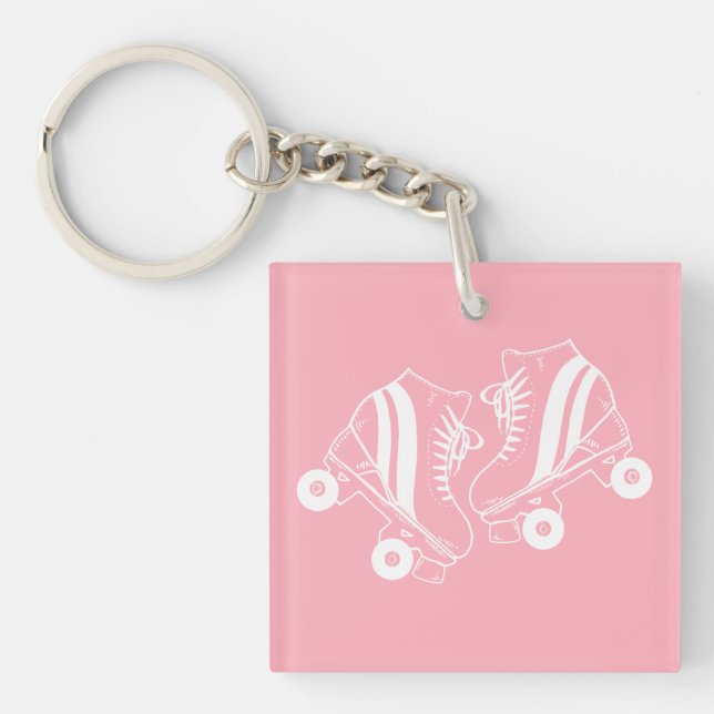 Minimalist Roller Skates Derby Skating Pink   Key Ring (Front)