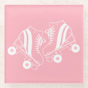 Minimalist Roller Skates Roller Skating Pink   Glass Coaster