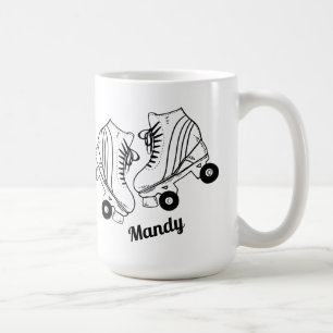 Minimalist Roller Skating Drawing Custom Name Coffee Mug