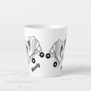 Minimalist Roller Skating Drawing Custom Name  Latte Mug
