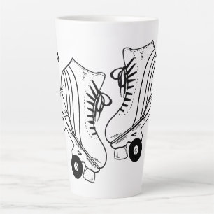 Minimalist Roller Skating Drawing Custom Name  Latte Mug