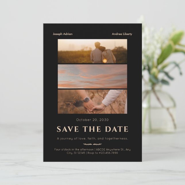 Minimalist romance movie poster wedding photo  save the date (Standing Front)