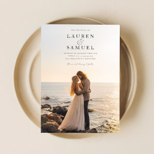 Minimalist Romantic Beach Photo Wedding Invitation