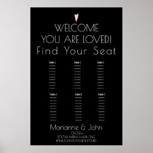 Minimalist Romantic Heart Wedding Seating Chart