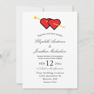 Minimalist Romantic Hearts Wedding Invitation