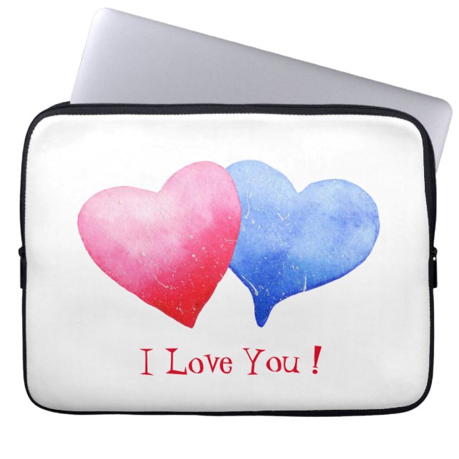 Minimalist  Romantic I Love You Hearts  Laptop Sleeve (Front)