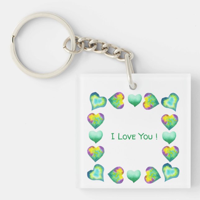 Minimalist  Romantic I Love You Valentine's Day    Key Ring (Front)