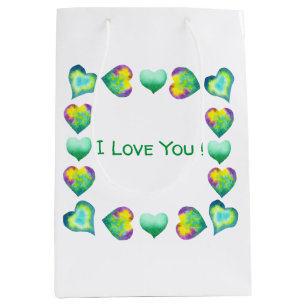 Minimalist Romantic I Love You Valentine's Day Medium Gift Bag