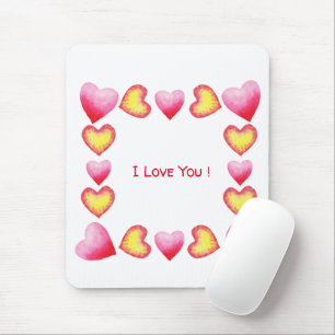 Minimalist  Romantic I Love You  Valentine's Day   Mouse Mat