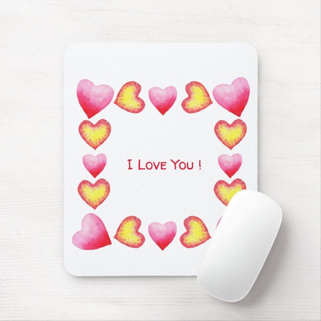 Minimalist  Romantic I Love You  Valentine's Day   Mouse Mat (With Mouse)