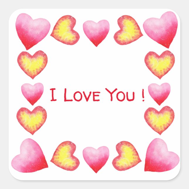 Minimalist  Romantic I Love You  Valentine's Day  Square Sticker (Front)