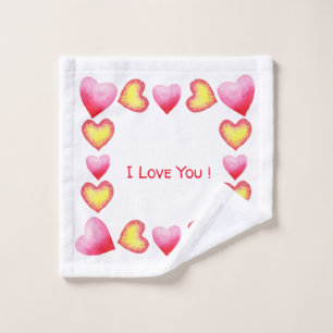 Minimalist  Romantic I Love You  Valentine's Day  Wash Cloth