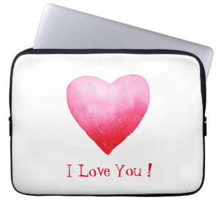 Minimalist Romantic red I Love You Heart Laptop Sleeve
