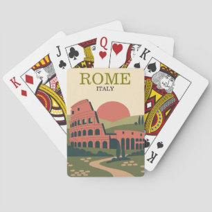 Minimalist Rome Italy Colosseum Illustration Playing Cards