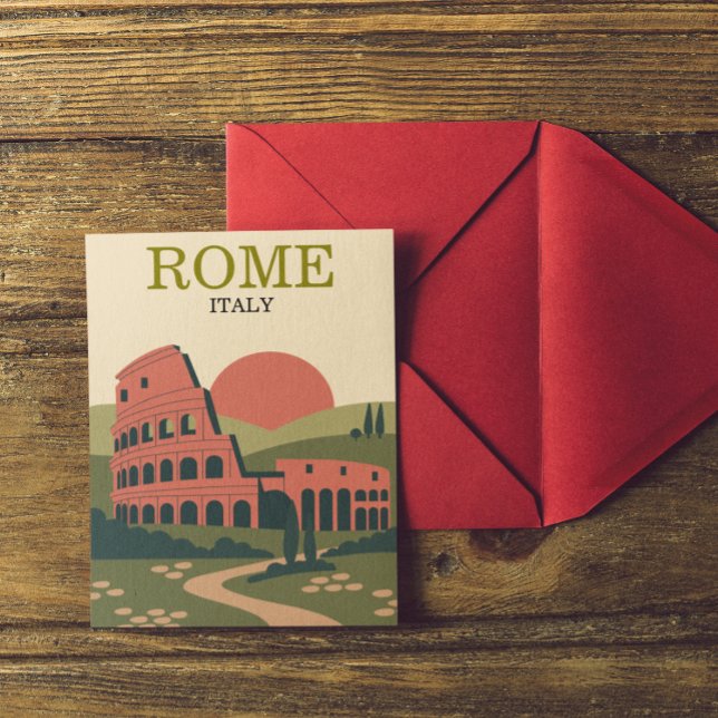 Minimalist Rome Italy Colosseum Illustration Postcard (Minimalist Rome Italy Colosseum Illustration Postcard)