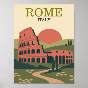 Minimalist Rome Italy Colosseum Illustration Poster