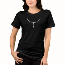 Minimalist Rosary Necklace Graphic T-Shirt – Elega