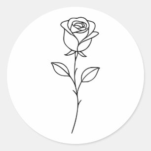 Minimalist Rose Botanical Line Art Classic Round Sticker