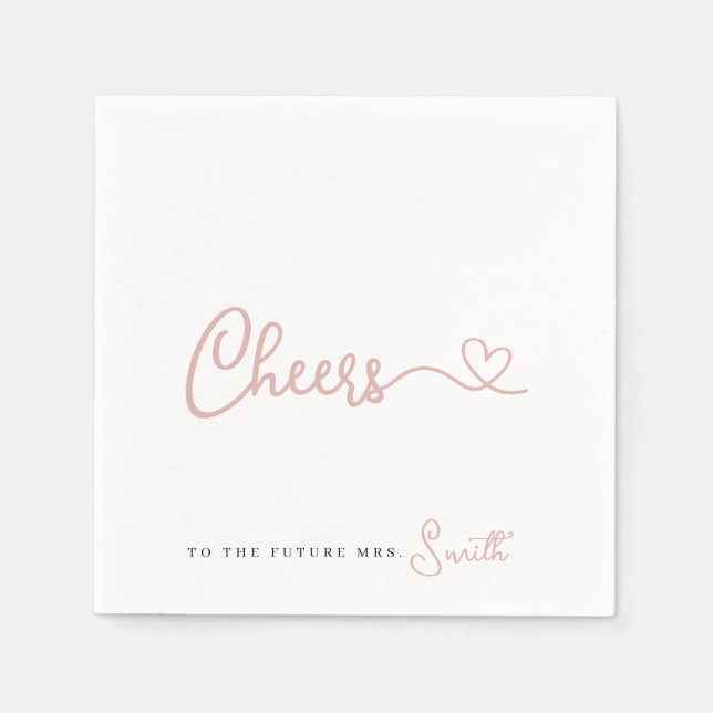 Minimalist Rose Cheers to the Future Mrs Napkin (Front)