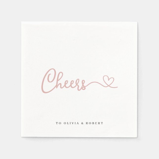 Minimalist Rose Cheers Wedding Shower Napkin (Front)