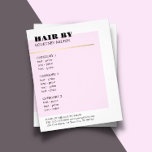 Minimalist Rose Faux Gold Line Hairstylist Menu<br><div class="desc">Elegant menu brochure template design for beauty/hair related professionals. Simple elegant design with faux gold line and rose/white background. Clean elegant design. If you need any help to customize this product,  please contact us.</div>