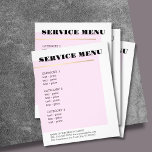 Minimalist Rose Faux Gold Line Service Menu<br><div class="desc">Elegant service menu template design for beauty related professionals. Simple elegant design with faux gold line and rose/white background. Clean elegant design. If you need any help to customise this product,  please contact us.</div>