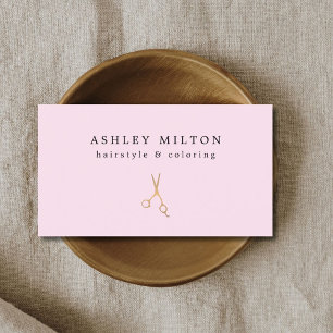 Minimalist Rose Faux Gold Scissors Hair Stylist Business Card